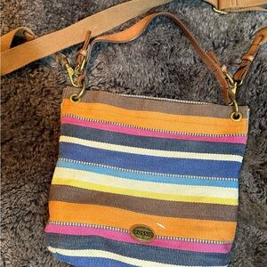 Fossil Multicolor Striped Crossbody Bag